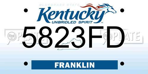 5823FD Kentucky License Plate