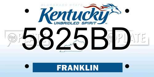 5825BD Kentucky License Plate