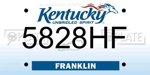 5828HF Kentucky License Plate