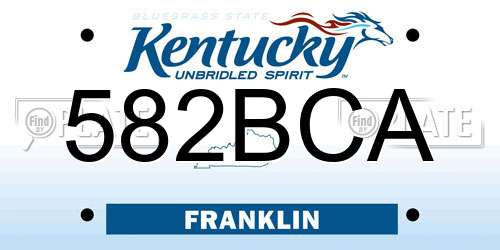 582BCA Kentucky License Plate