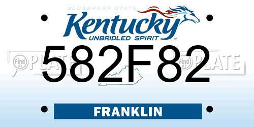 582F82 Kentucky License Plate