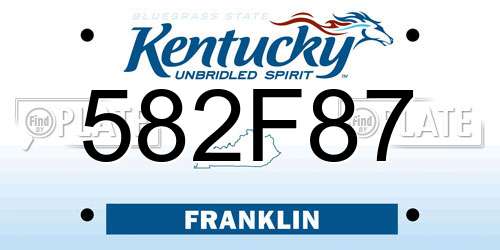582F87 Kentucky License Plate
