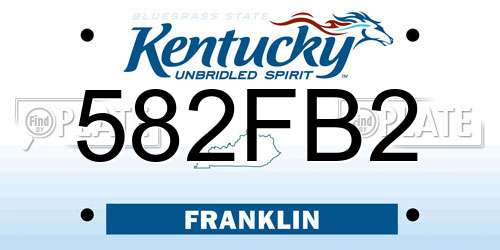 582FB2 Kentucky License Plate