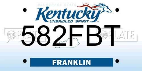 582FBT Kentucky License Plate