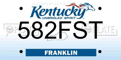 582FST Kentucky License Plate