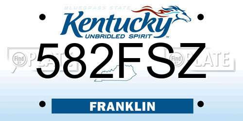 582FSZ Kentucky License Plate