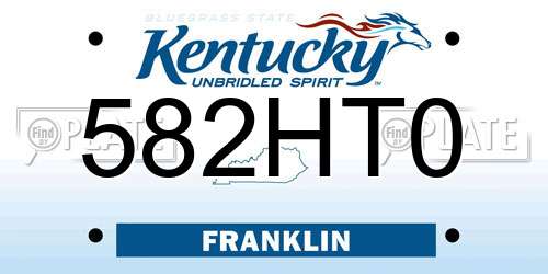 582HT0 Kentucky License Plate