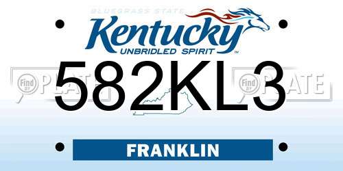 582KL3 Kentucky License Plate