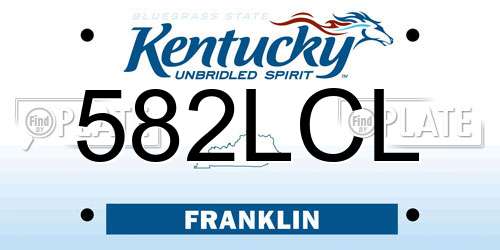 582LCL Kentucky License Plate