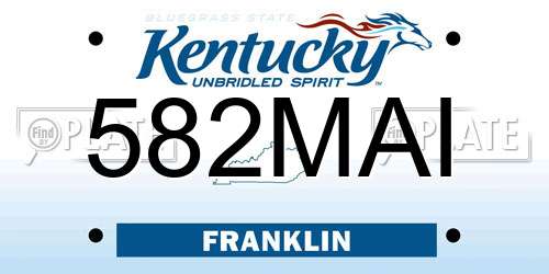 582MAI Kentucky License Plate