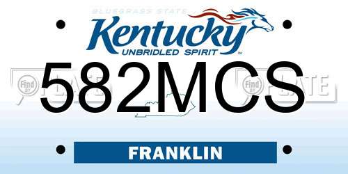 582MCS Kentucky License Plate