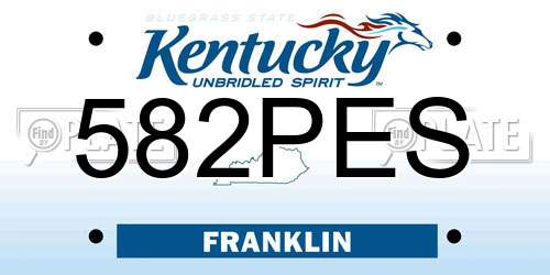 582PES Kentucky License Plate