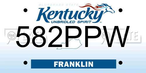 582PPW Kentucky License Plate
