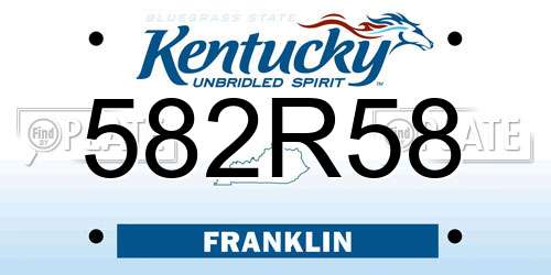 582R58 Kentucky License Plate