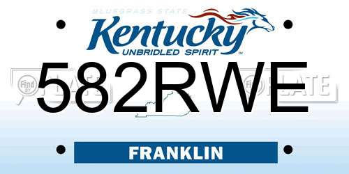 582RWE Kentucky License Plate