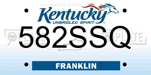 582SSQ Kentucky License Plate