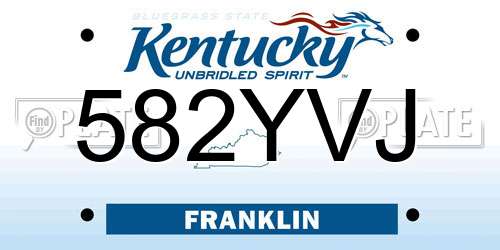 582YVJ Kentucky License Plate