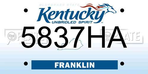5837HA Kentucky License Plate