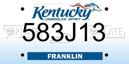583J13 Kentucky License Plate