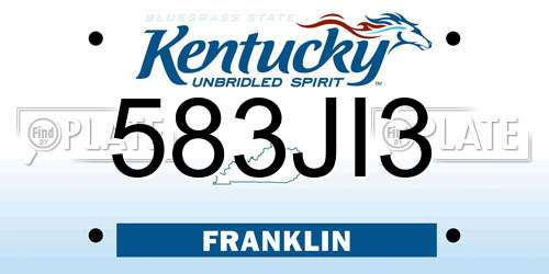 583JI3 Kentucky License Plate
