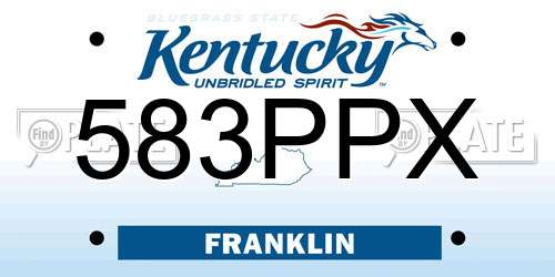 583PPX Kentucky License Plate