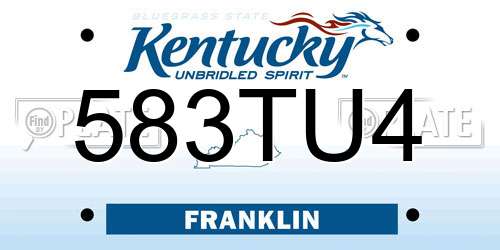 583TU4 Kentucky License Plate