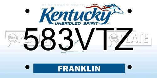 583VTZ Kentucky License Plate