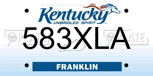 583XLA Kentucky License Plate