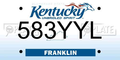 583YYL Kentucky License Plate