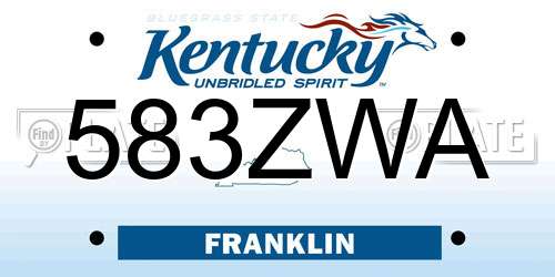 583ZWA Kentucky License Plate