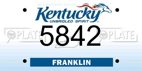 5842 Kentucky License Plate