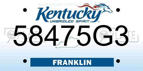 58475G3 Kentucky License Plate