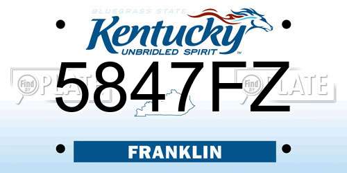5847FZ Kentucky License Plate