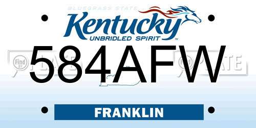 584AFW Kentucky License Plate
