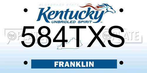 584TXS Kentucky License Plate