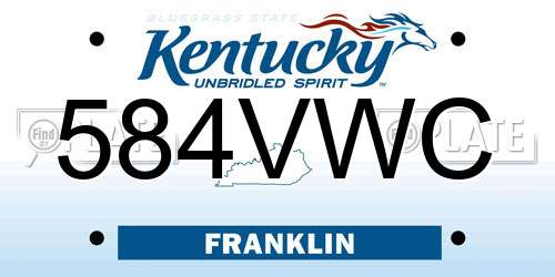 584VWC Kentucky License Plate