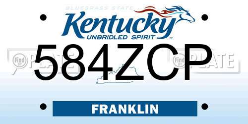 584ZCP Kentucky License Plate