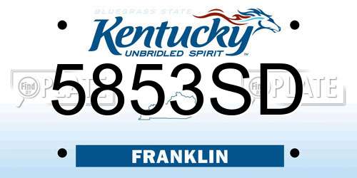 5853SD Kentucky License Plate