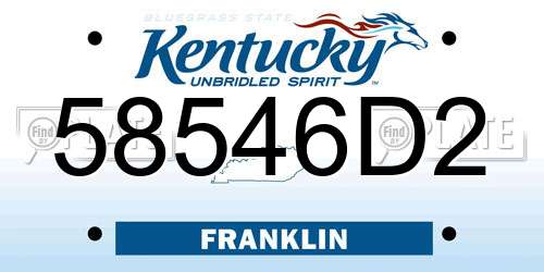 58546D2 Kentucky License Plate