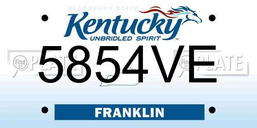 5854VE Kentucky License Plate