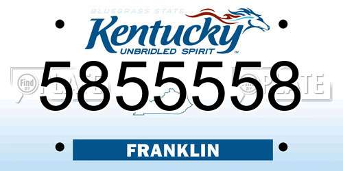 5855558 Kentucky License Plate