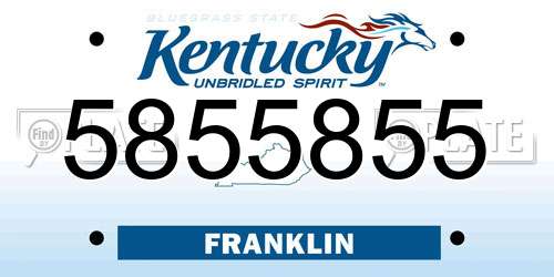 5855855 Kentucky License Plate