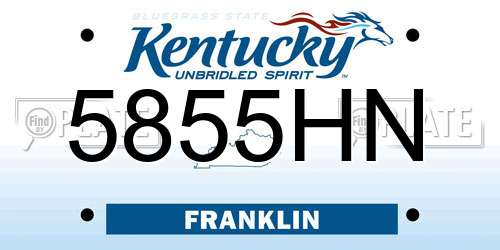 5855HN Kentucky License Plate