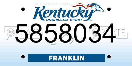 5858034 Kentucky License Plate