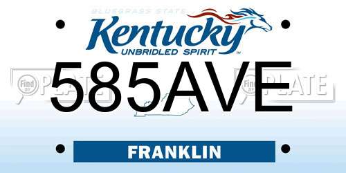 585AVE Kentucky License Plate