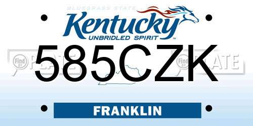 585CZK Kentucky License Plate