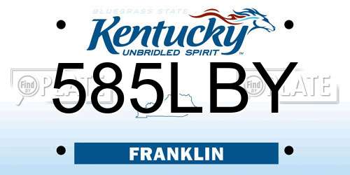 585LBY Kentucky License Plate
