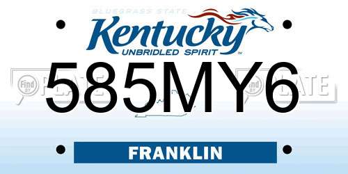 585MY6 Kentucky License Plate