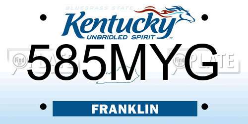 585MYG Kentucky License Plate