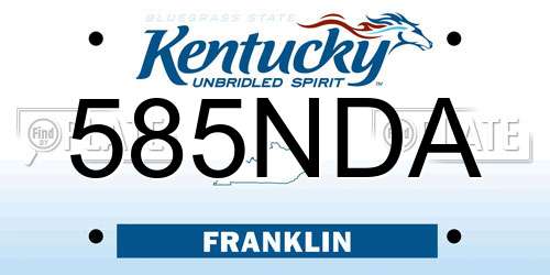 585NDA Kentucky License Plate